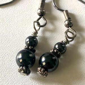 Earrings hematite dangle drops